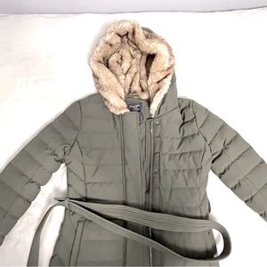 NWT Abercrombie Olive Green Long Puffer Coat